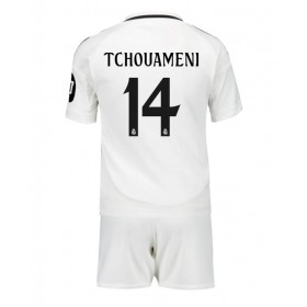 Dětský fotbalový dres Real Madrid Aurelien Tchouameni #14 2024-25 Domácí Krátký Rukáv (+ trenýrky)